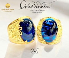 Nhẫn oval đá xanh 2c5