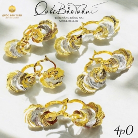 Bông tai tua lá xi 2 màu