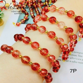 Chuỗi thạch anh đỏ  mix charm vàng