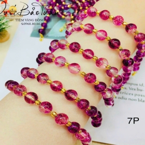 Chuỗi thạch anh tím mix charm vàng
