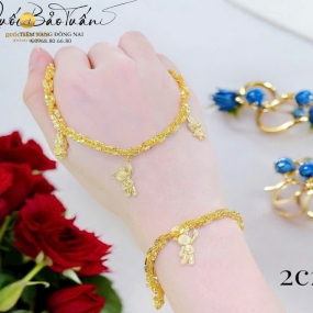 Lắc xoắn vuông mix charm LXV-006