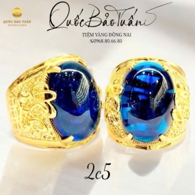 Nhẫn oval đá xanh 2c5