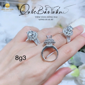 Nhẫn nữ hột chủ vàng Italy 8g3