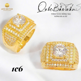 Nhẫn hột chủ viền tấm 1c6