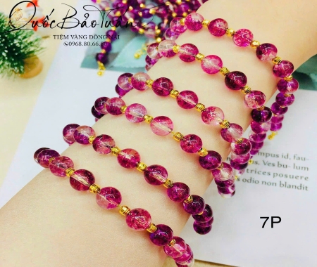 Chuỗi thạch anh tím mix charm vàng