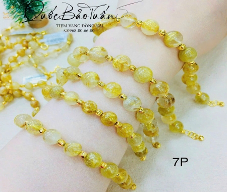 Chuỗi thạch anh mix charm vàng