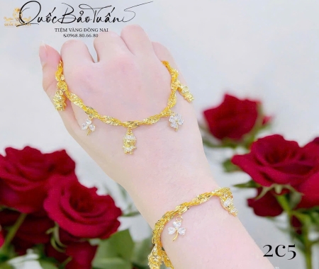 Lắc xoắn vuông mix charm LXV-003