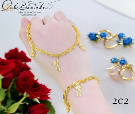 Lắc xoắn vuông mix charm LXV-006