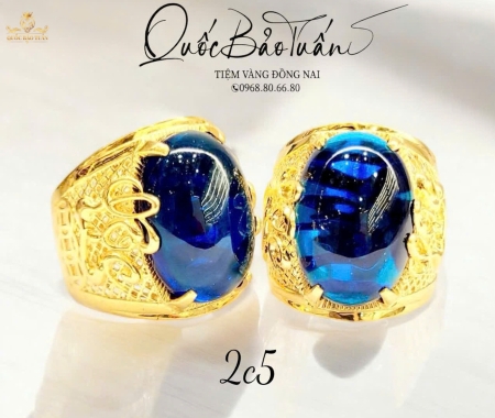Nhẫn oval đá xanh 2c5