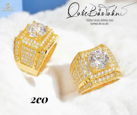 Nhẫn hột chủ viền tấm 2c0